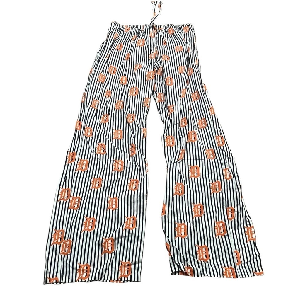 Detroit Tigers Striped Men's Casual Sleep Pants Drawstring Size Large Baseball